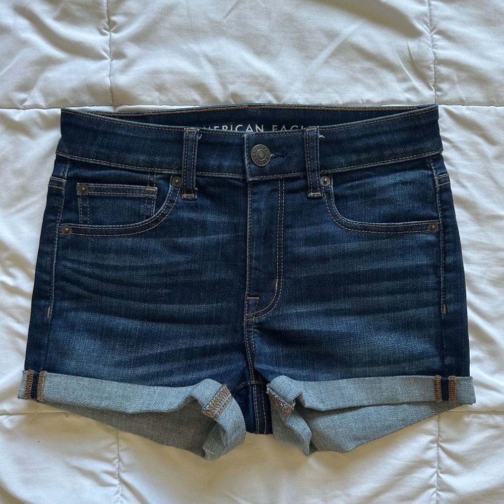 American Eagle High Rise Shortie Jean Shorts